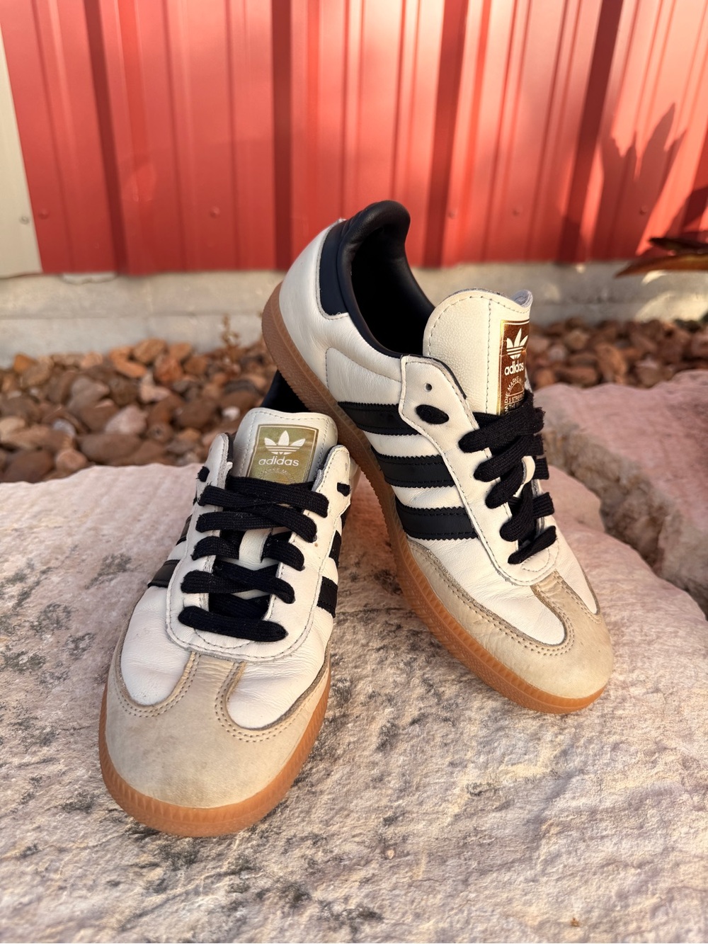 Adidas Sambas beige/Black Retro Gum Sole Sneakers